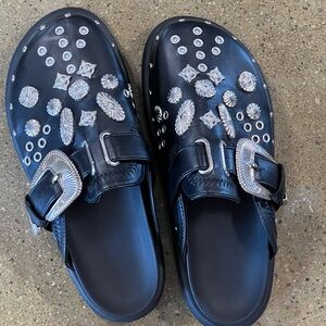 SHEIN Black Flats with Silver Embellishments